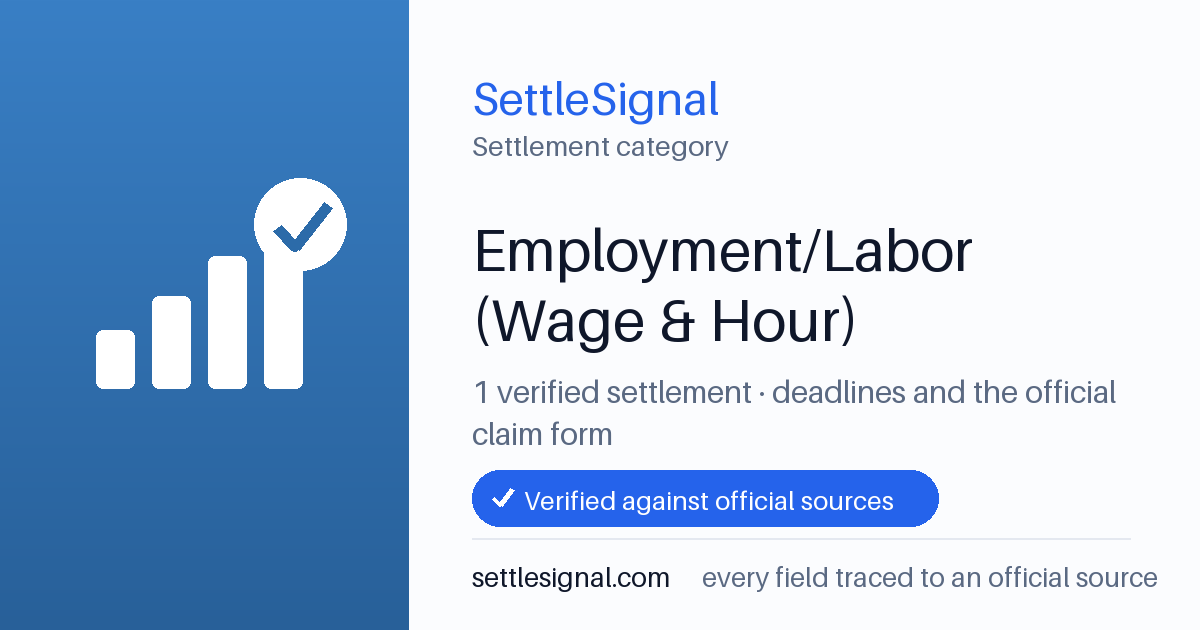SettleSignal  — a verified collection of class-action and refund settlements, each with eligibility, payout, and claim-deadline details checked against its official source.