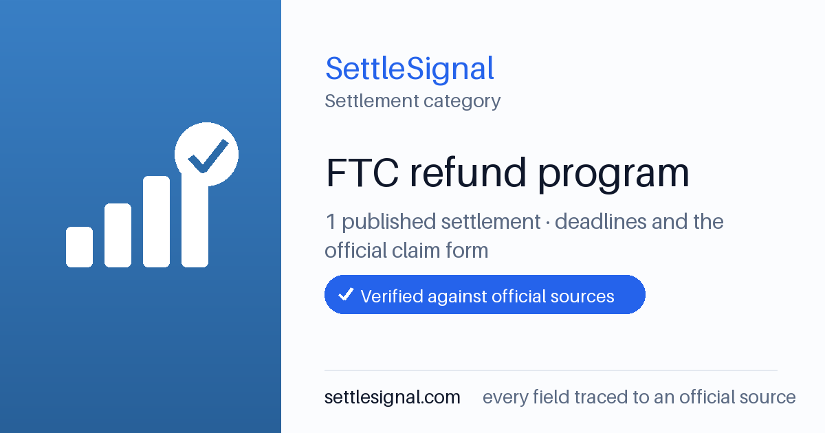 SettleSignal  — a published collection of class-action and refund settlement records with eligibility, payout, deadline, and evidence status.