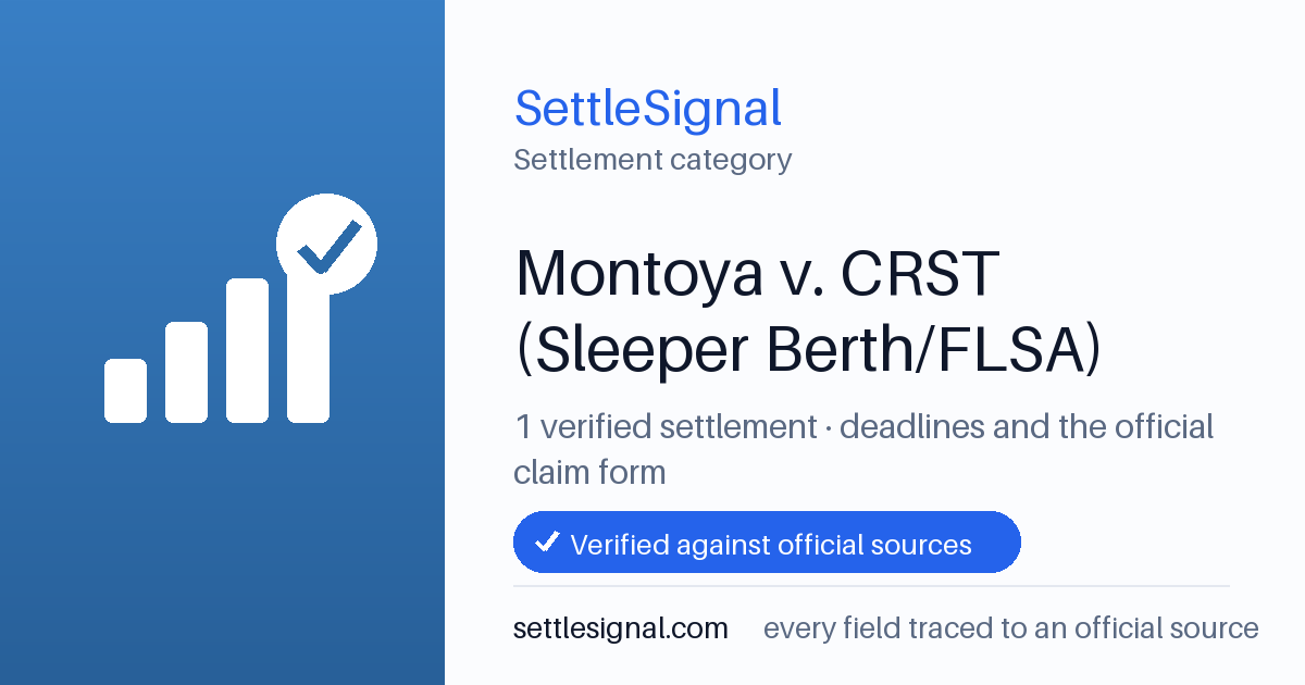 SettleSignal  — a verified collection of class-action and refund settlements, each with eligibility, payout, and claim-deadline details checked against its official source.