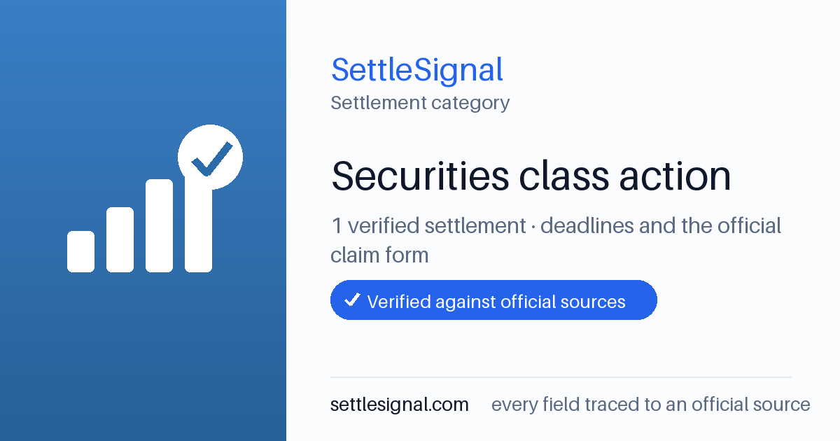 SettleSignal  — a verified collection of class-action and refund settlements, each with eligibility, payout, and claim-deadline details checked against its official source.