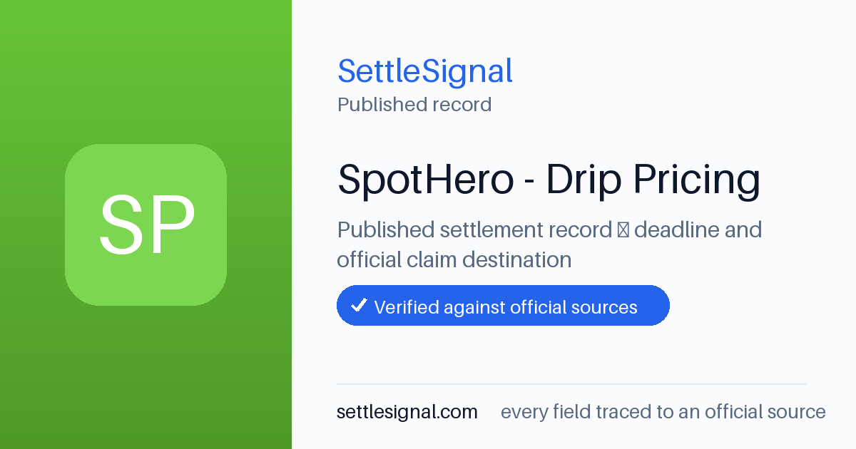 SettleSignal summary card for SpotHero - Drip Pricing. Accepted official evidence on file.